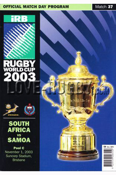 2003 South Africa v Samoa  Rugby Programme